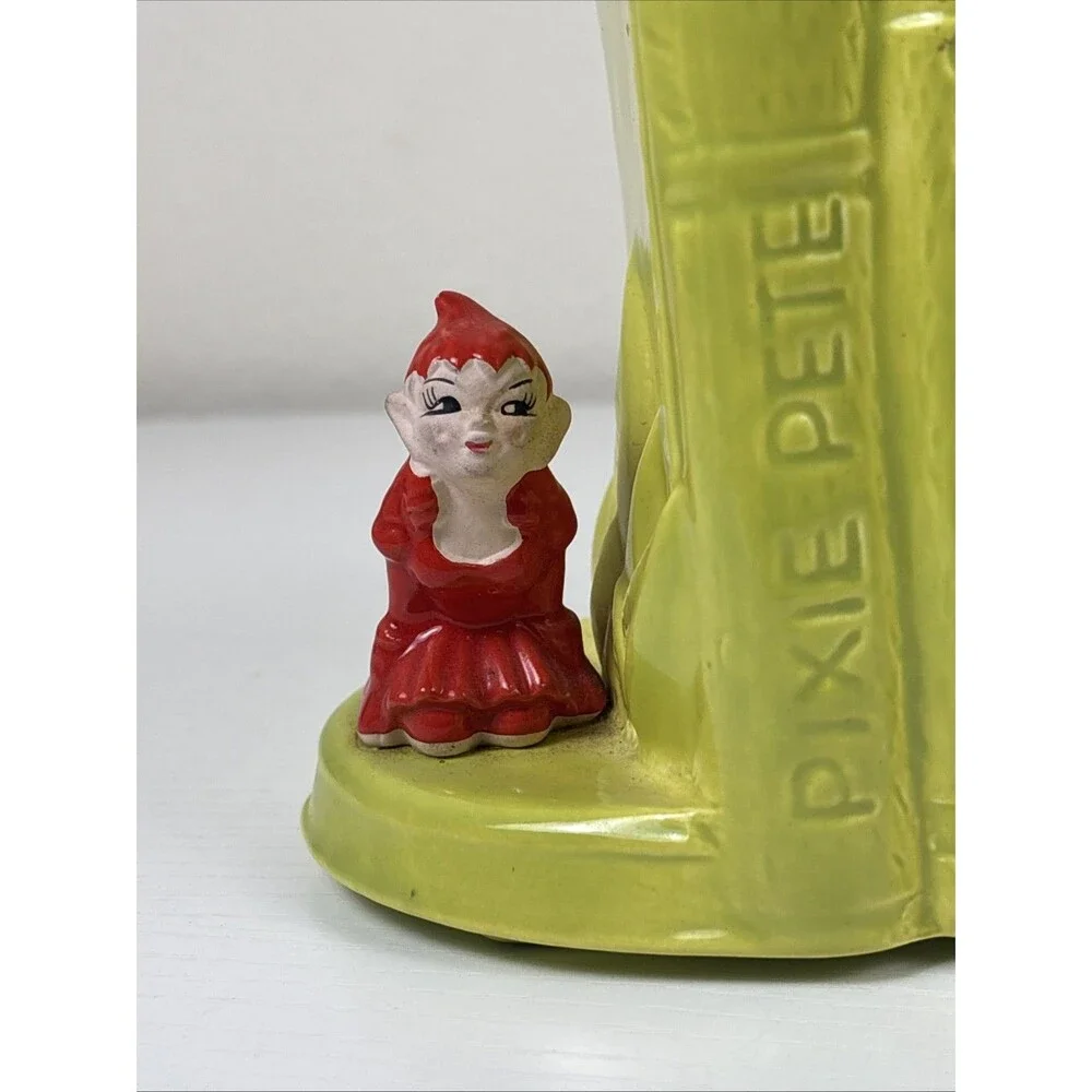 Gilner Pixie Books Planter Pottery Vintage Red Elf Elves Fairies Tales Pete